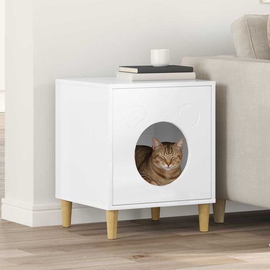 Cat House Gloss White 42.5 x 40 x 53 cm Engineered Wood