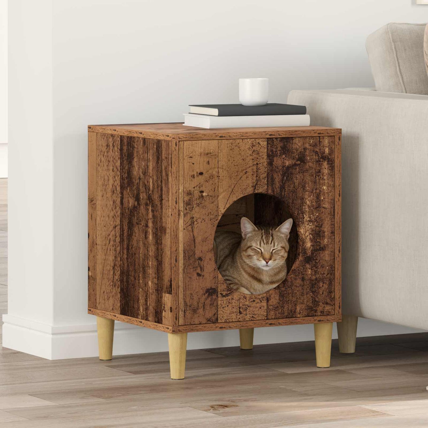 Cat House Old Wood 42.5 x 40 x 53 cm Engineered Wood