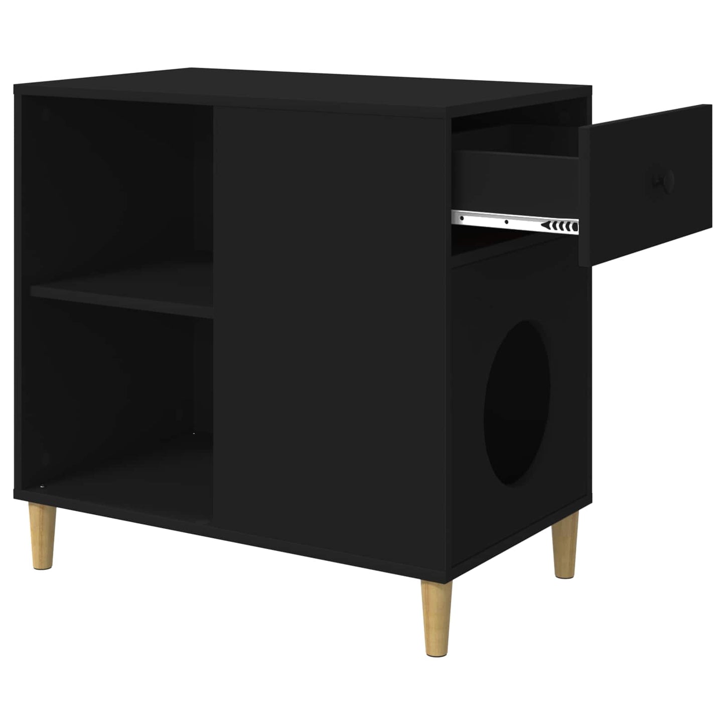 Cat House Black 72 x 42.5 x 70 cm Engineered Wood