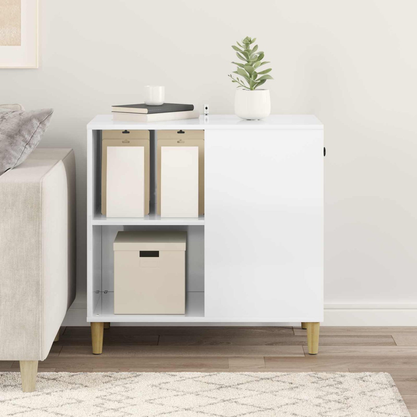 Cat House Gloss White 72 x 42.5 x 70 cm Engineered Wood