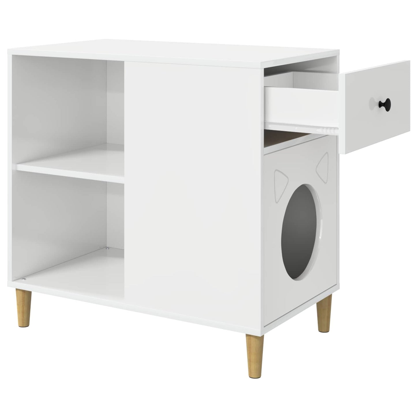 Cat House Gloss White 72 x 42.5 x 70 cm Engineered Wood