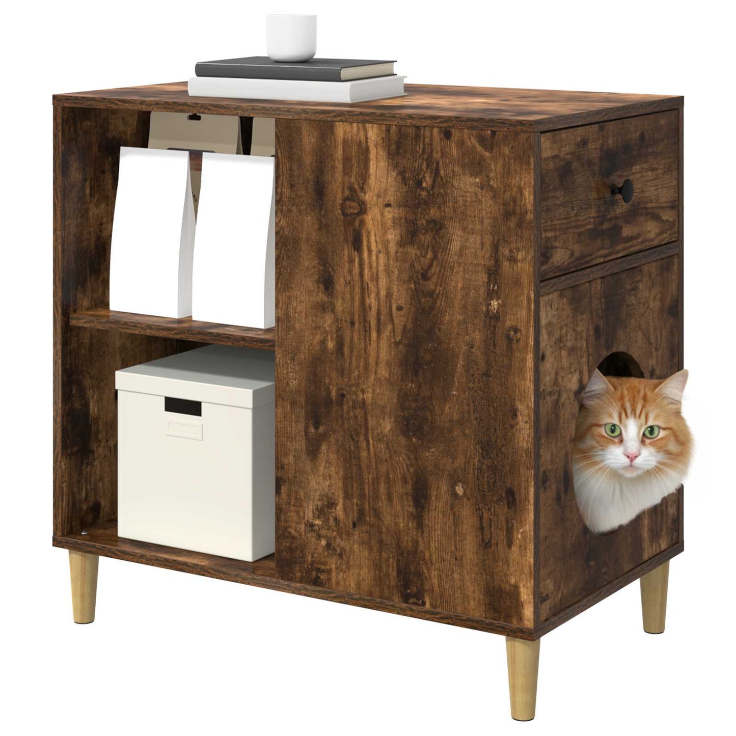 Cat House Smoked Oak 72 x 42.5 x 70 cm Engineered Wood