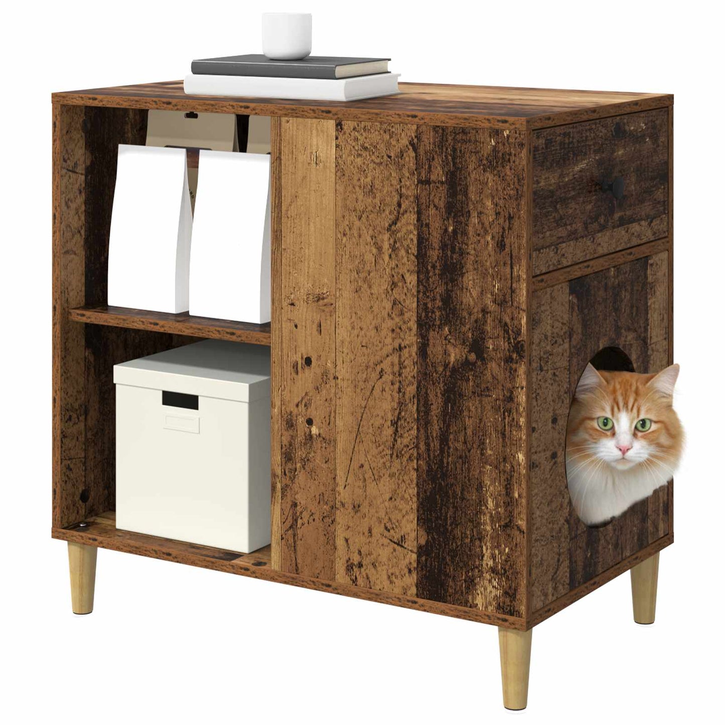 Cat House Old Wood 72 x 42.5 x 70 cm Engineered Wood