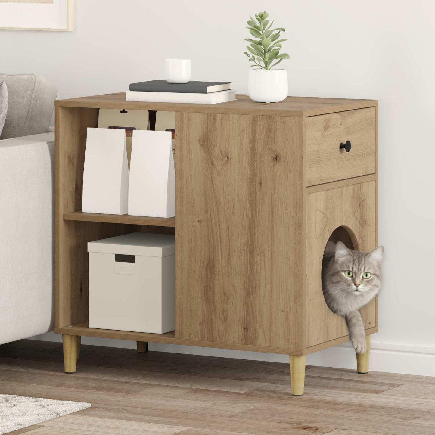 Cat House Artisian Oak 72 x 42.5 x 70 cm Engineered Wood