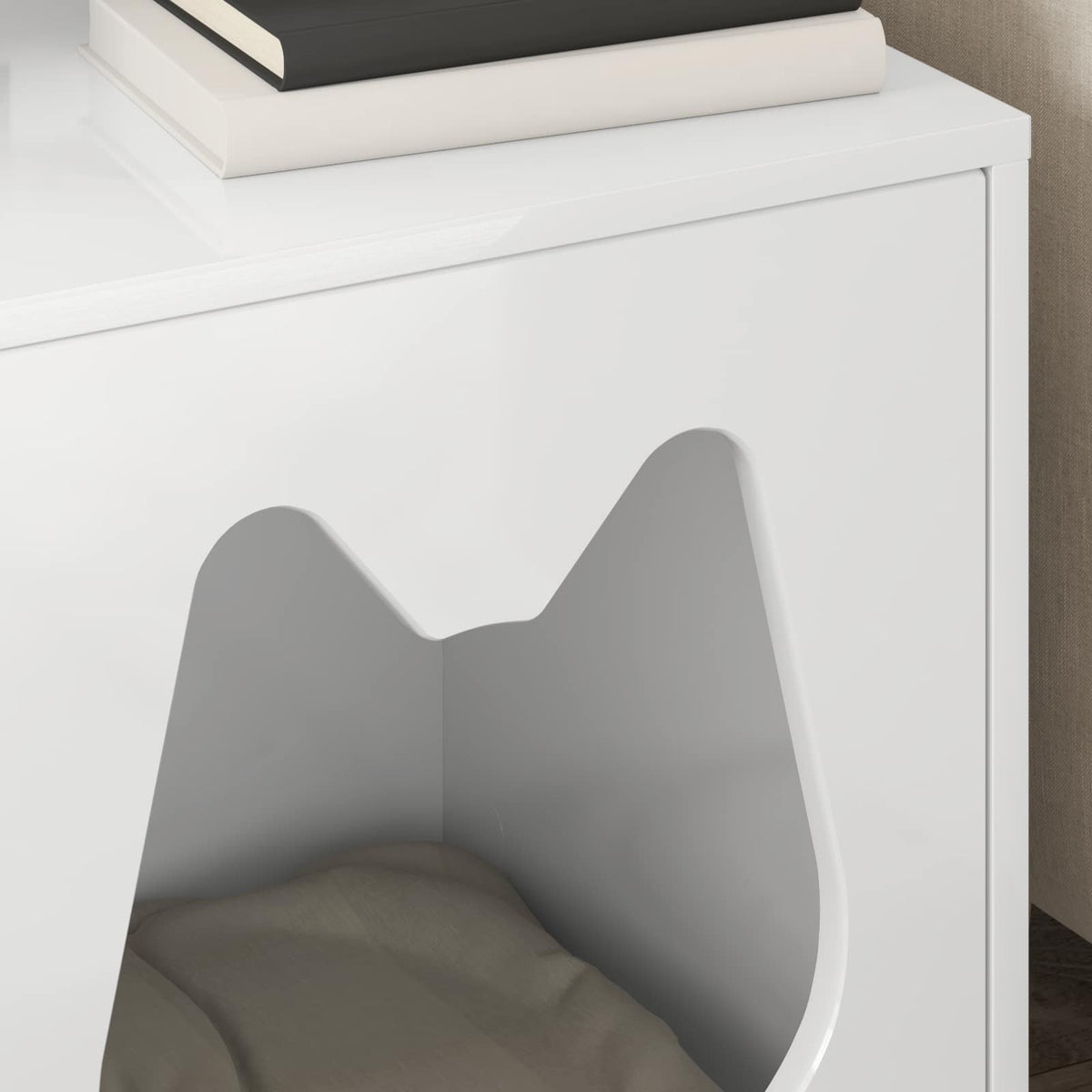 Cat House Gloss White 16.73 x 15.75 x 21.06 in Engineered Wood