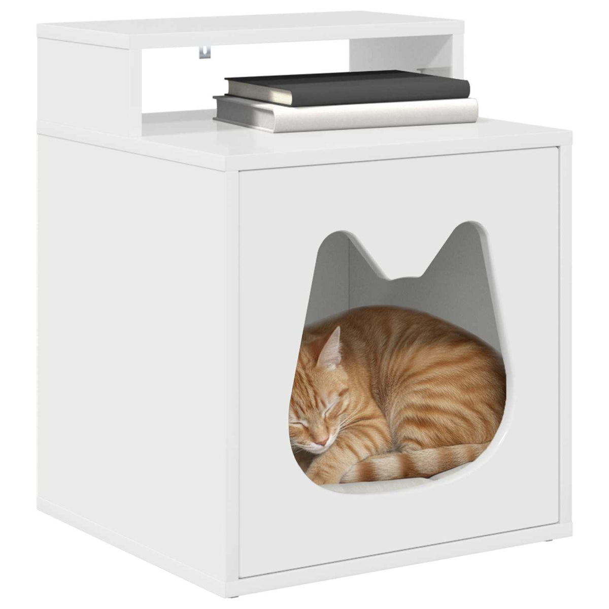 Cat House Gloss White 16.73 x 15.75 x 21.06 in Engineered Wood