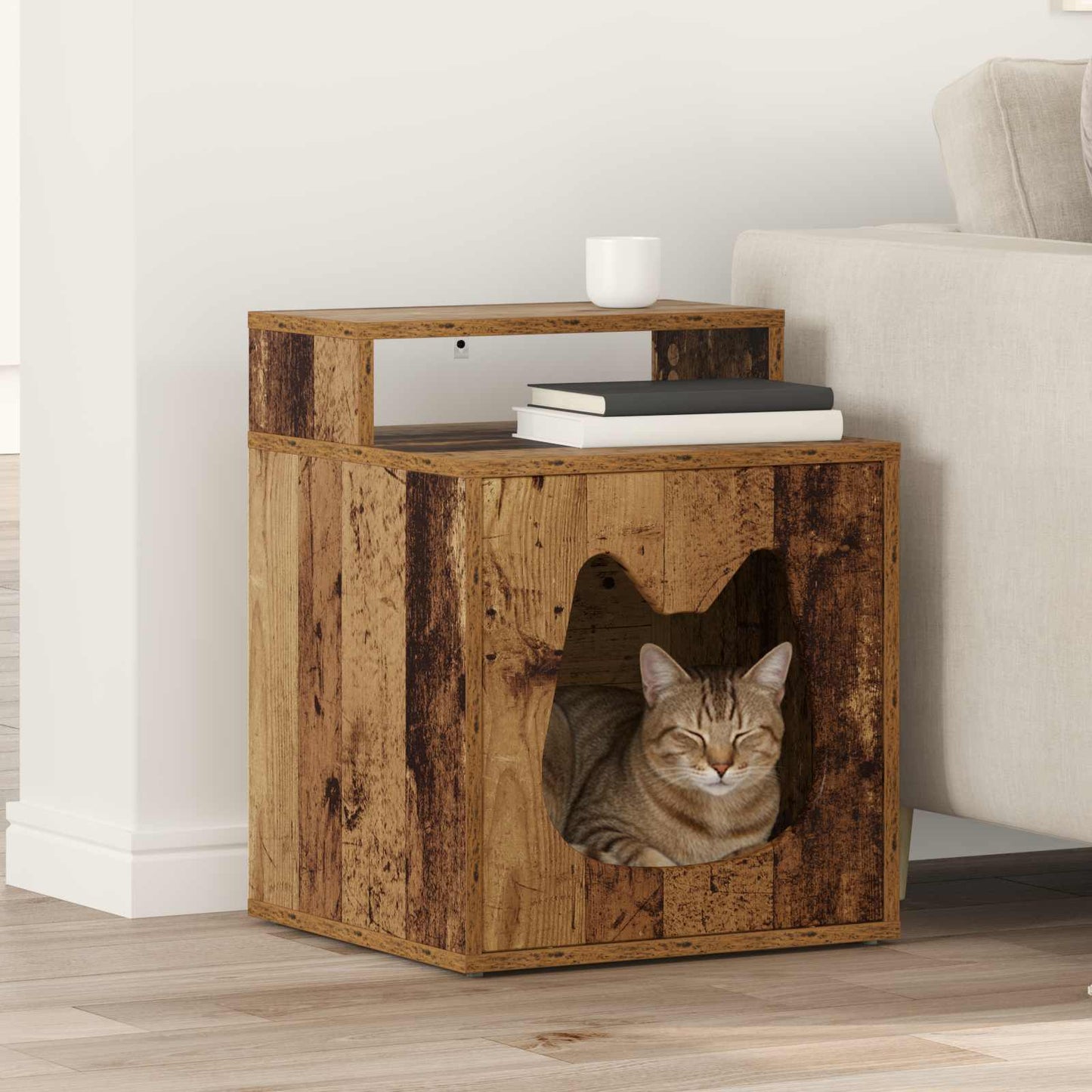 Cat House Old Wood 42.5 x 40 x 53.5 cm Engineered Wood