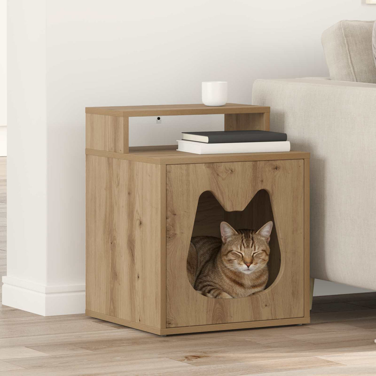 Cat House Artisan Oak 42.5 x 40 x 53.5 cm Engineered Wood
