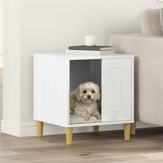 Dog House Gloss White 44 x 42 x 49 cm Engineered Wood