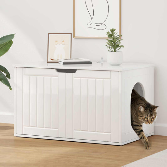 Cat House Gloss White 85 x 55 x 50.5 cm Engineered Wood