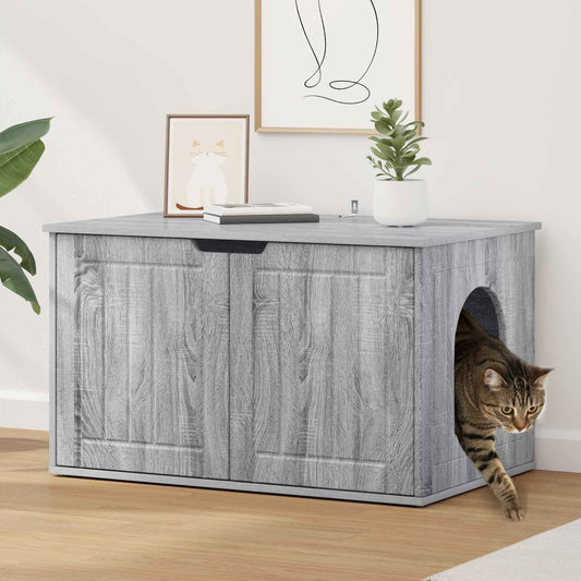 Cat House Grey Sonoma 85 x 55 x 50.5 cm Engineered Wood