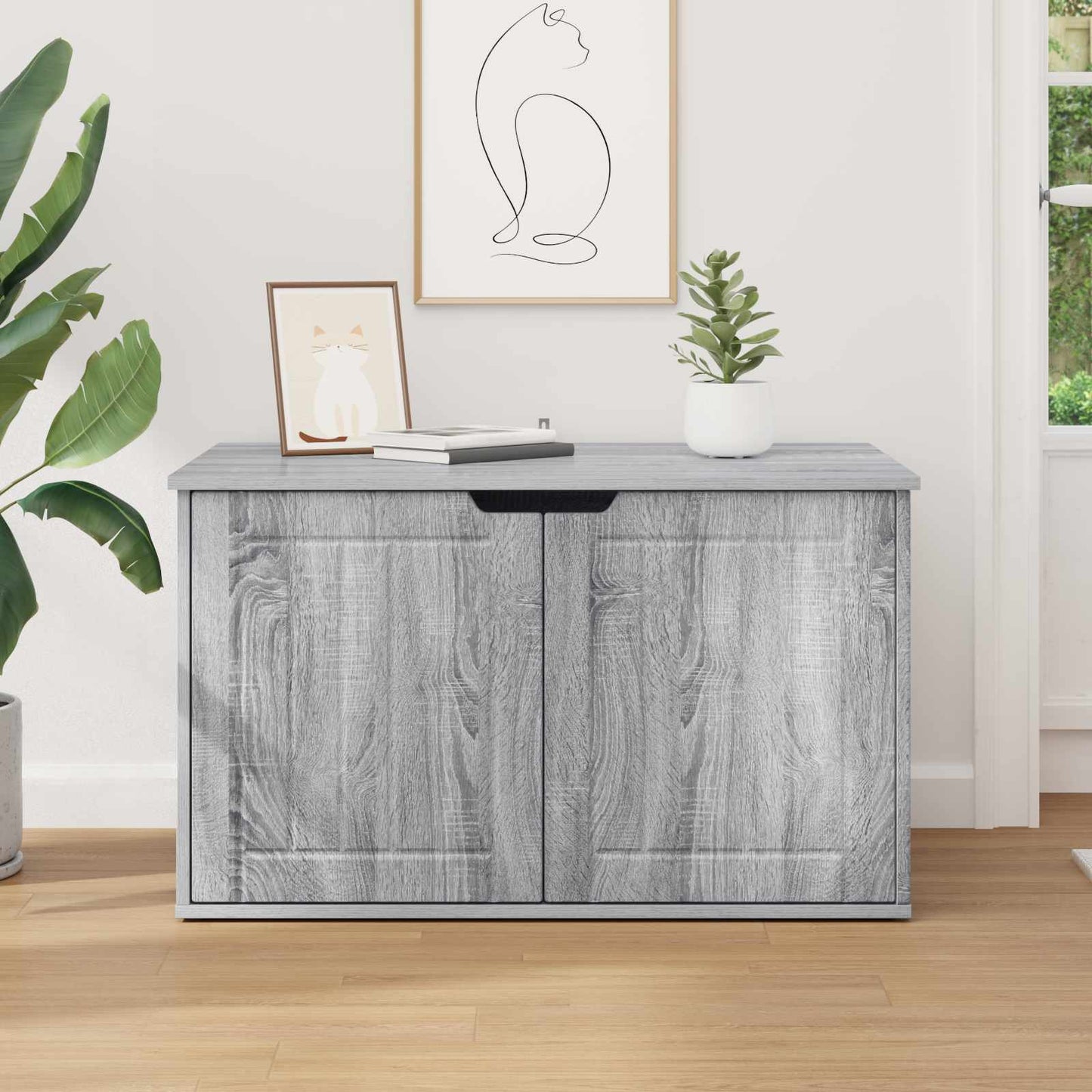 Cat House Grey Sonoma 85 x 55 x 50.5 cm Engineered Wood