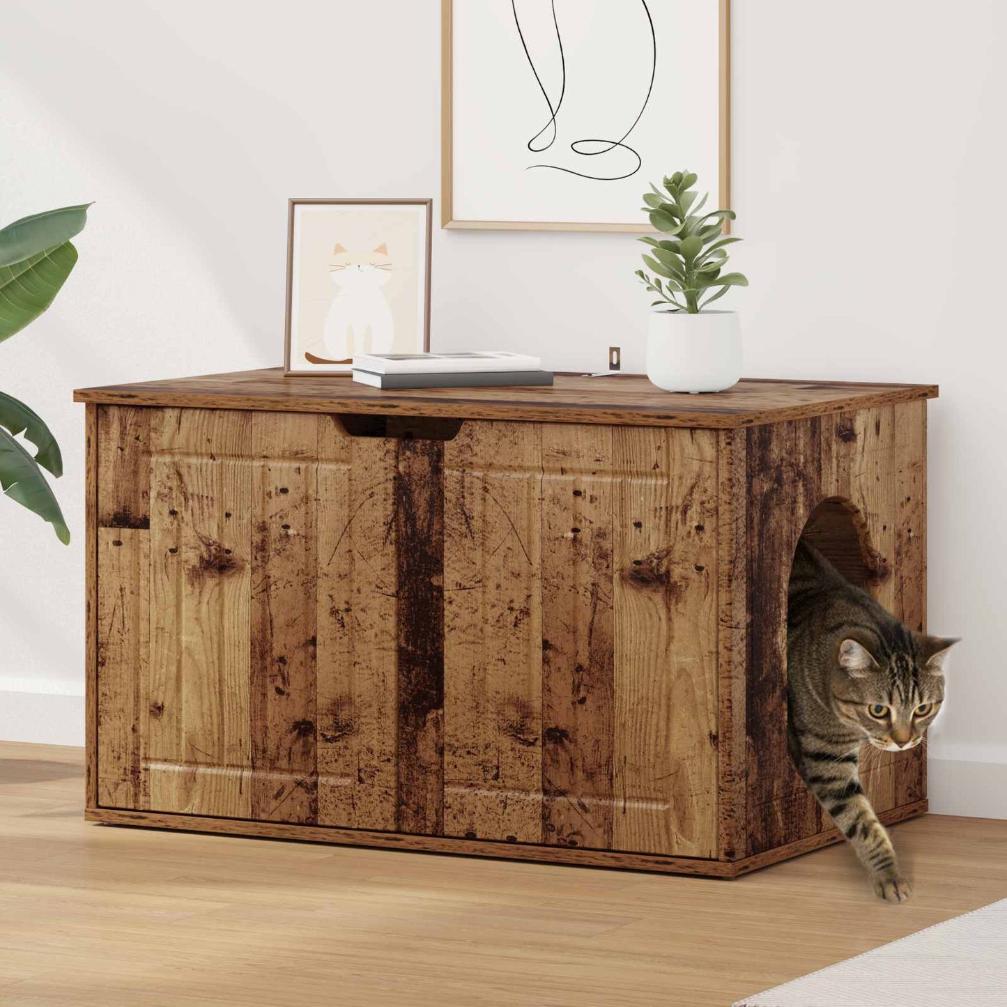 Cat House Old Wood 85 x 55 x 50.5 cm Engineered Wood