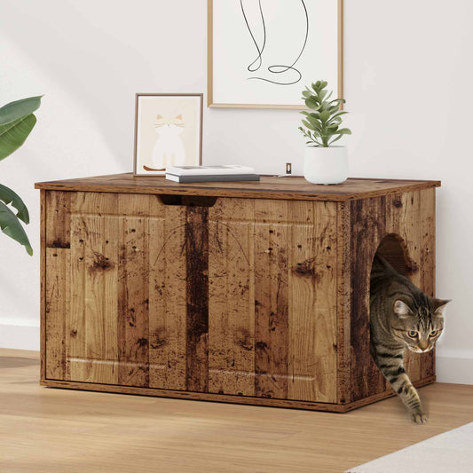 Cat House Old Wood 85 x 55 x 50.5 cm Engineered Wood