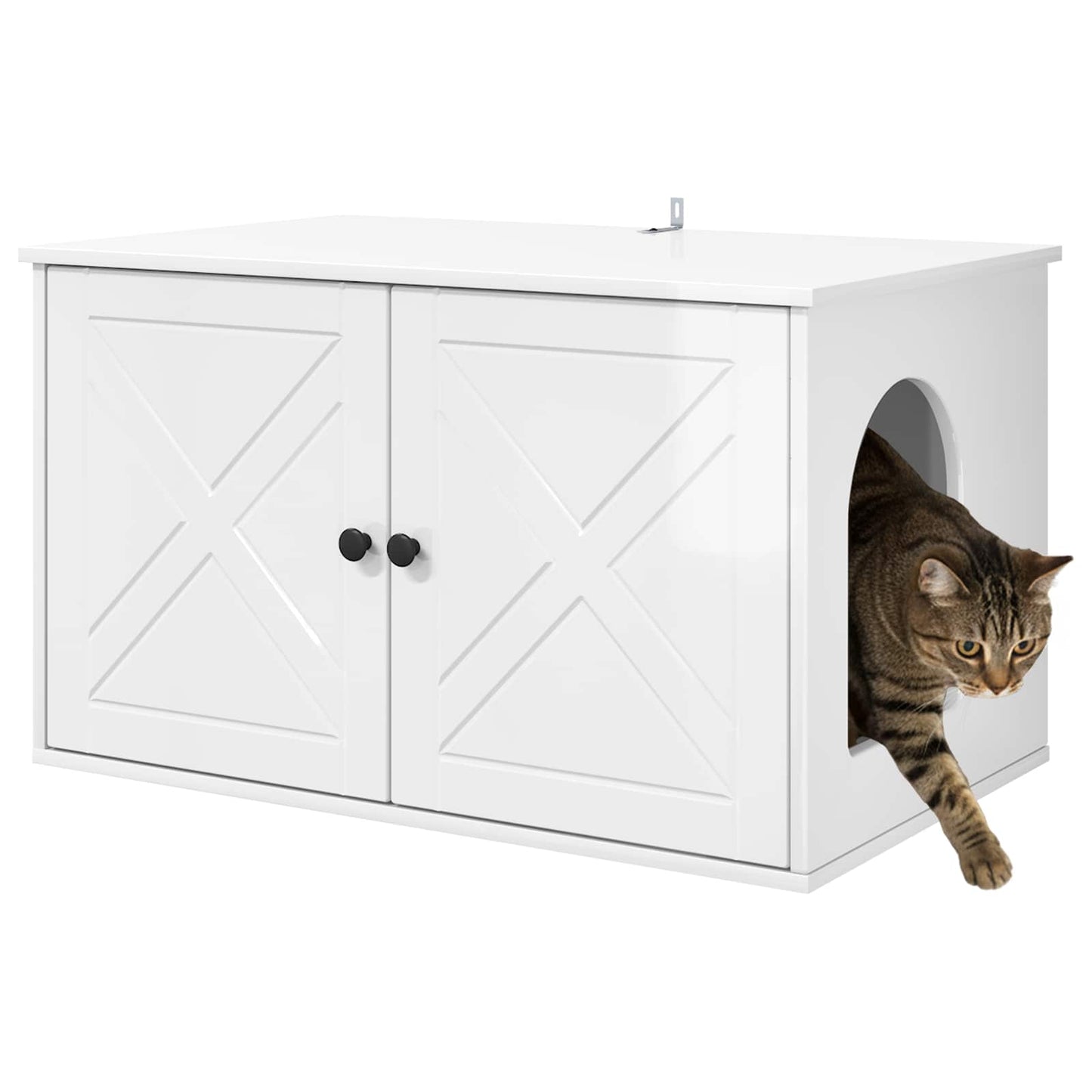 Cat House Gloss White 85 x 55 x 50 cm Engineered Wood