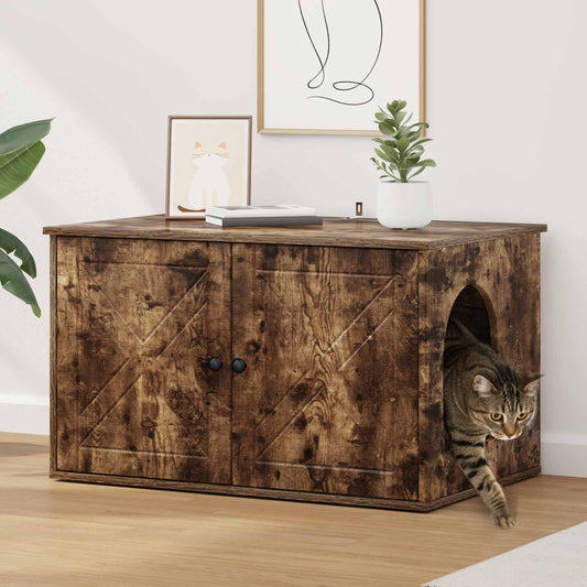 Cat House Smoked Oak 85 x 55 x 50 cm Engineered Wood