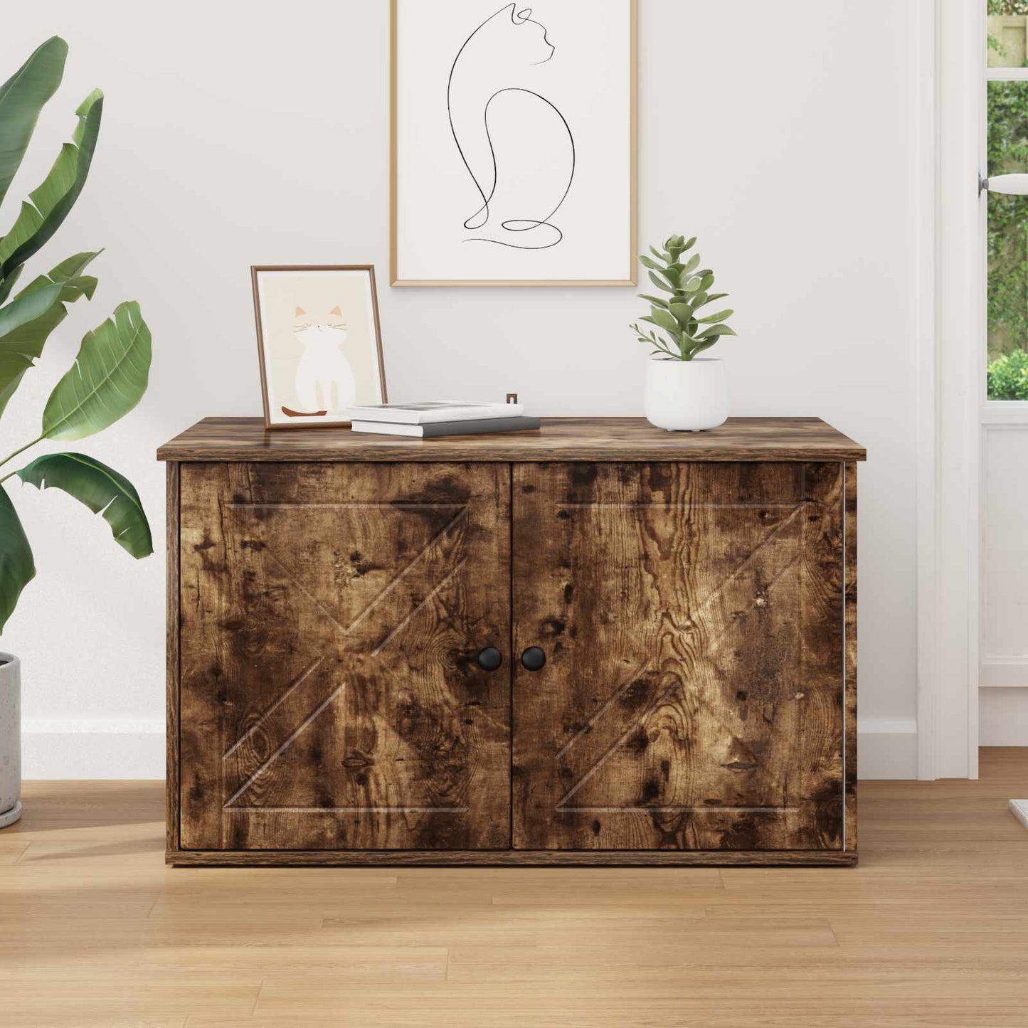 Cat House Smoked Oak 85 x 55 x 50 cm Engineered Wood