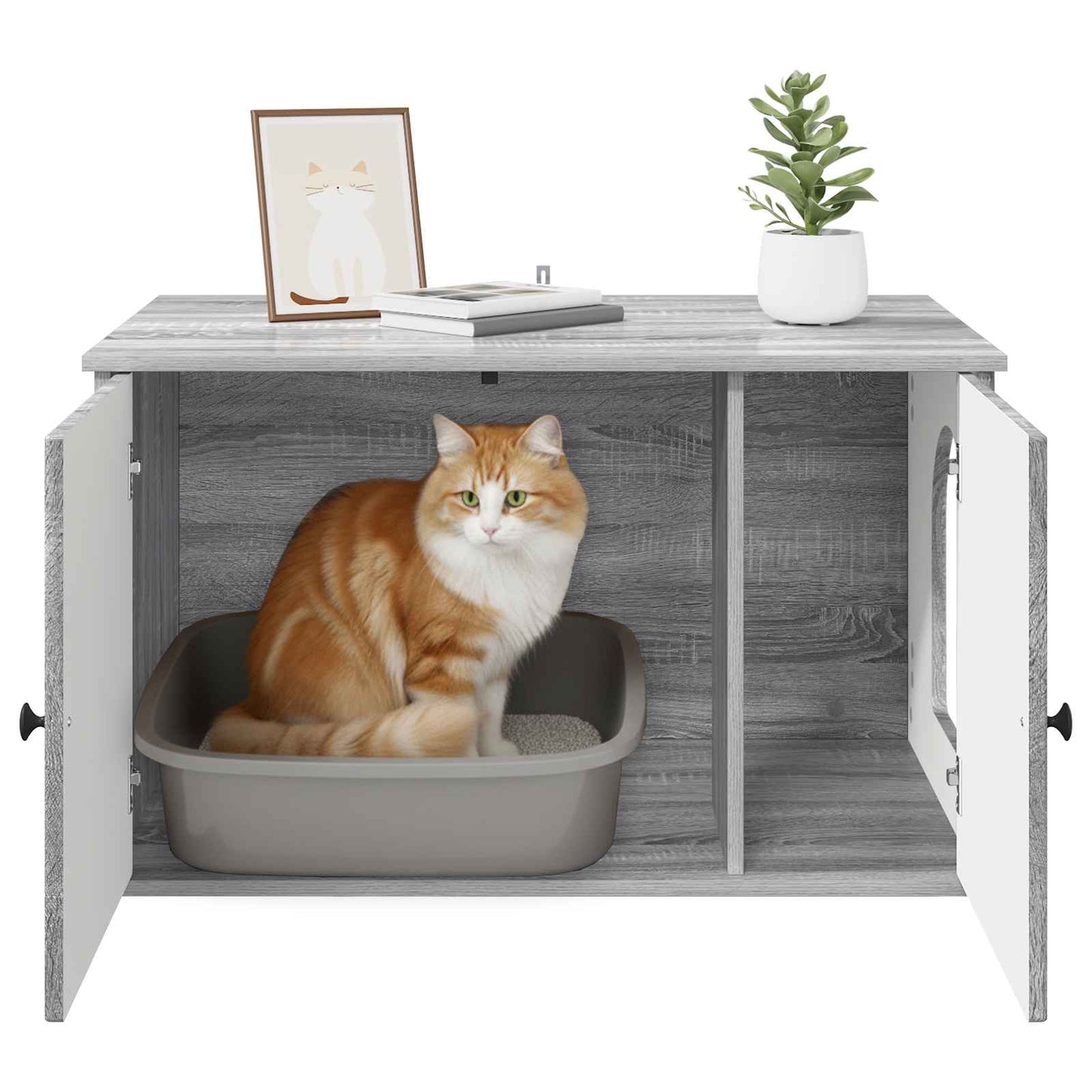 Cat House Grey Sonoma 85 x 55 x 50 cm Engineered Wood