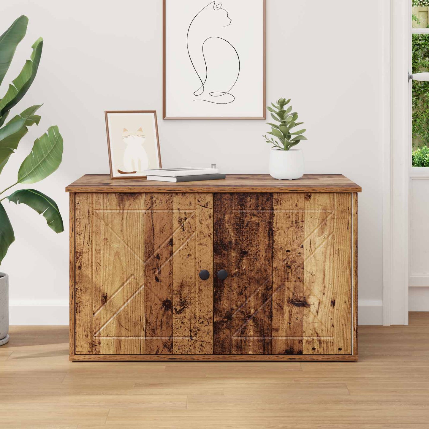 Cat House Old Wood 85 x 55 x 50 cm Engineered Wood