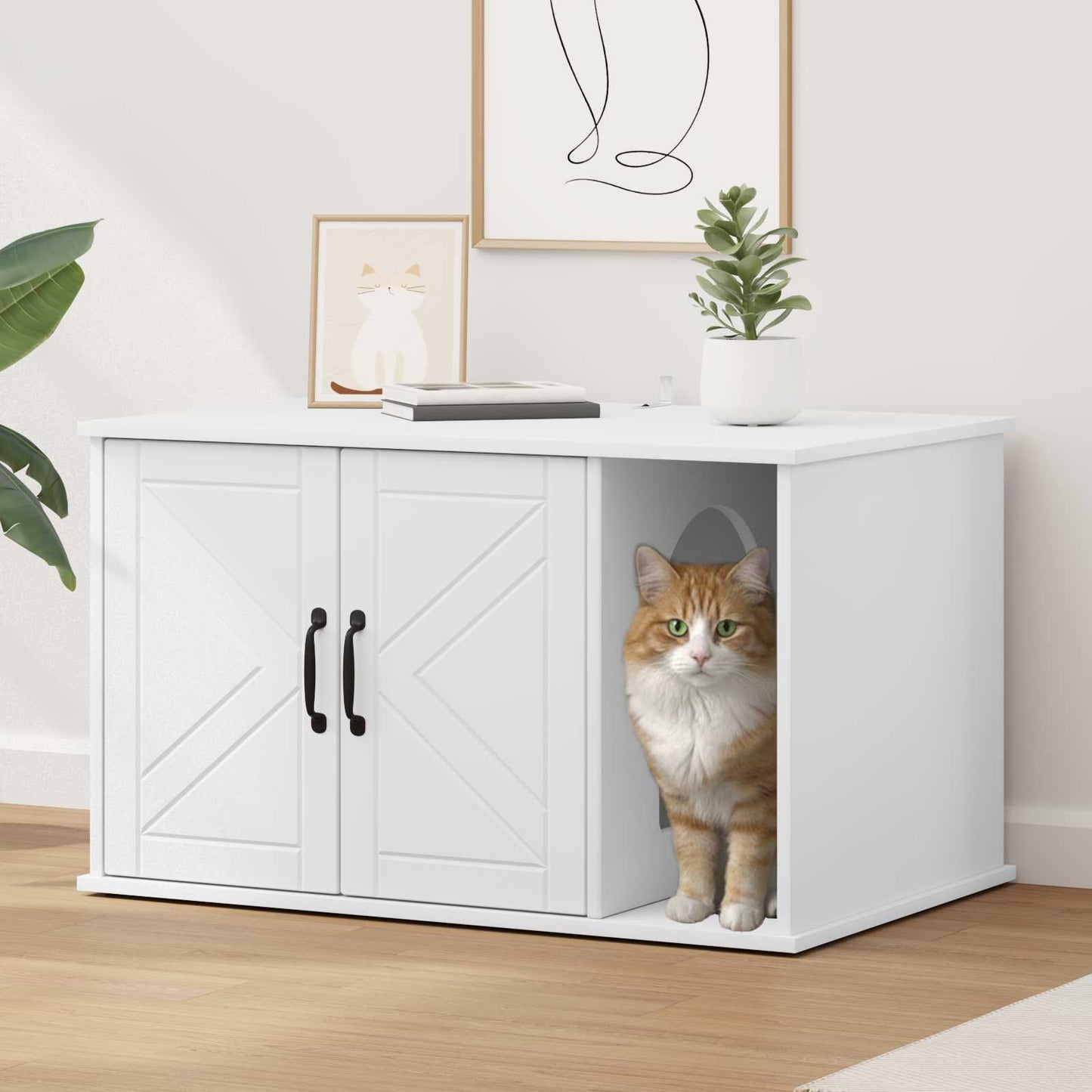 Cat House White 85 x 55 x 50 cm Engineered Wood