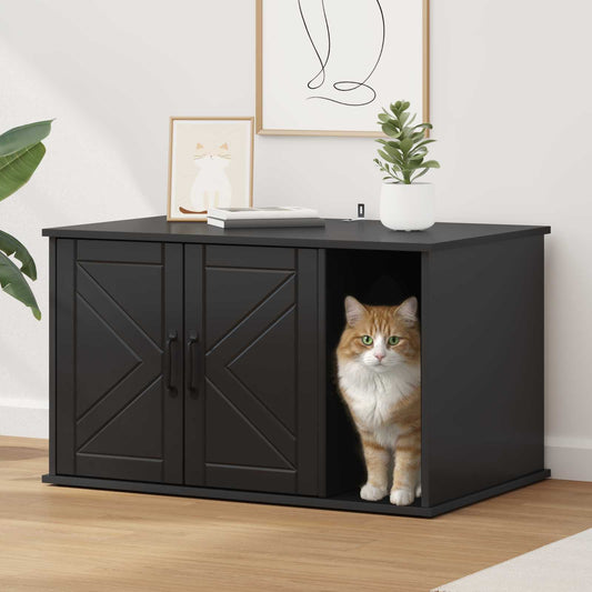 Cat House Black 85 x 55 x 50.5 cm Engineered Wood