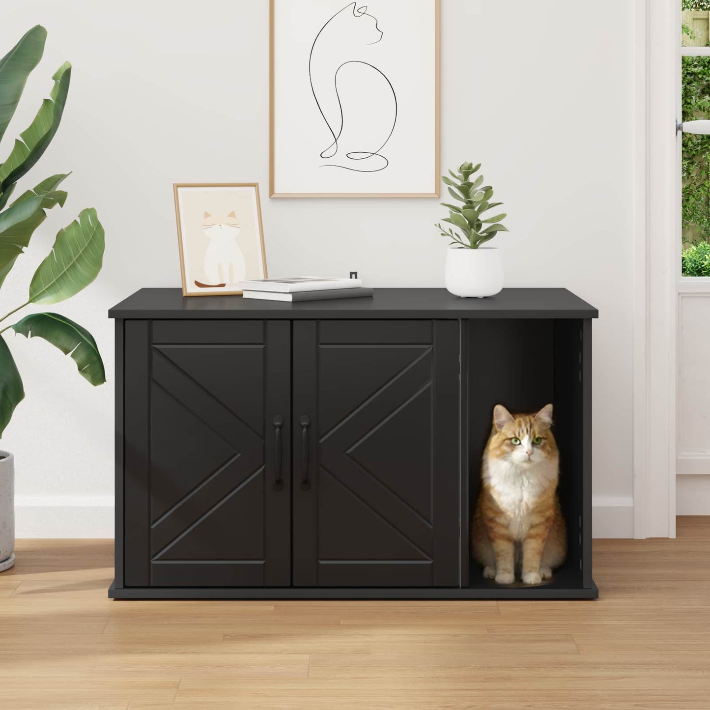 Cat House Black 85 x 55 x 50 cm Engineered Wood