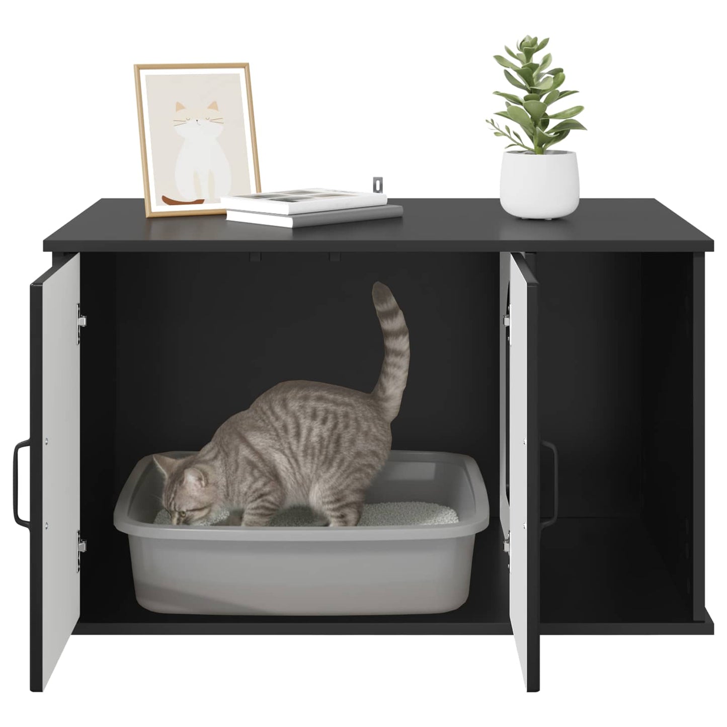 Cat House Black 85 x 55 x 50 cm Engineered Wood