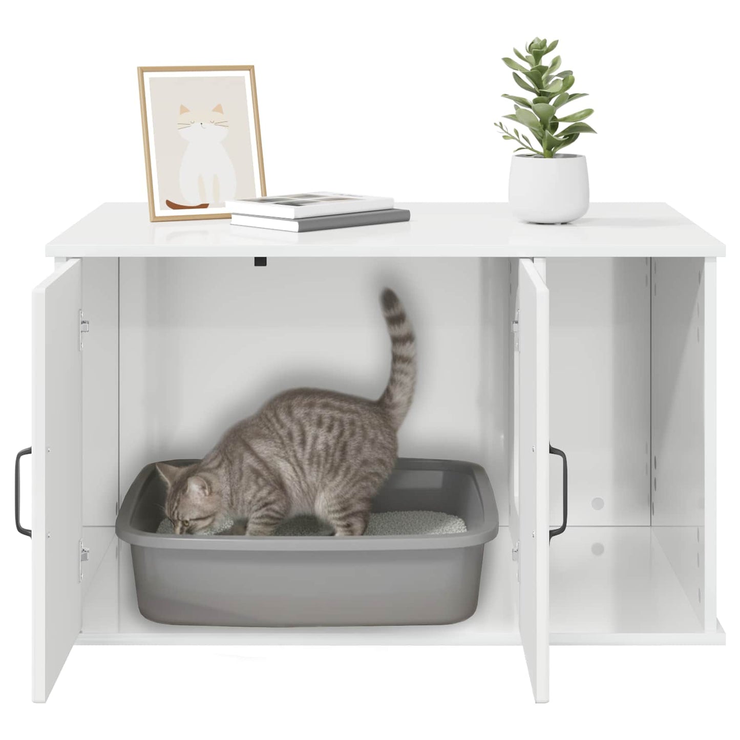 Cat House Gloss White 85 x 55 x 50 cm Engineered Wood