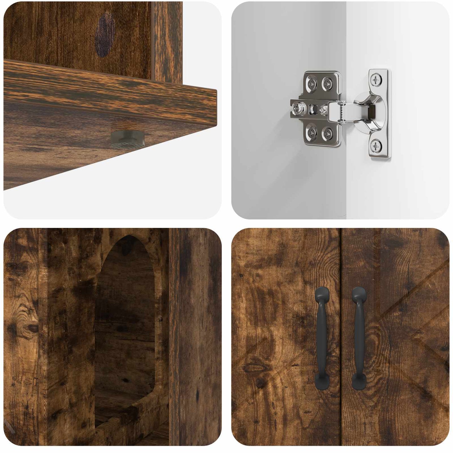 Cat House Smoked Oak 85 x 55 x 50.5 cm Engineered Wood