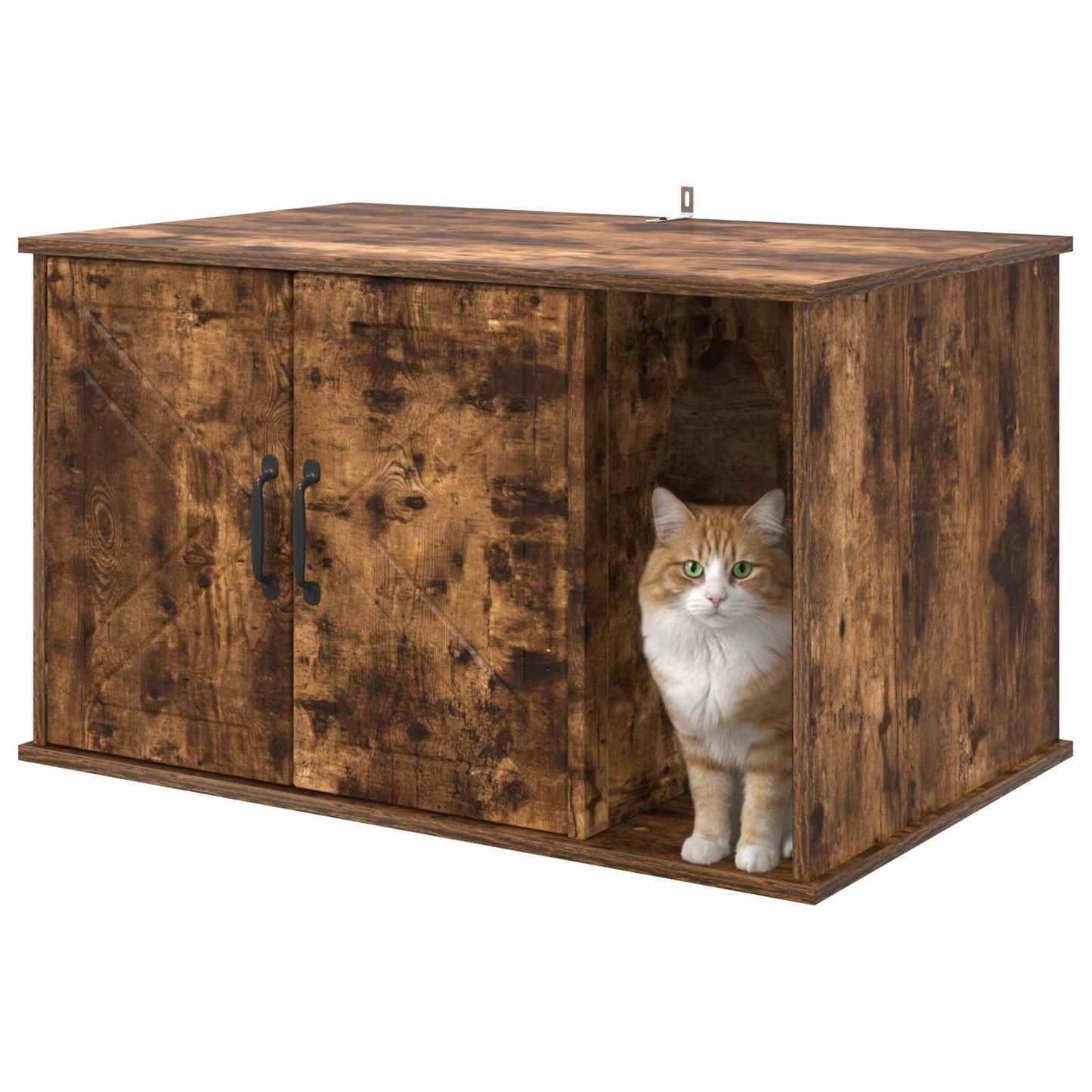 Cat House Smoked Oak 85 x 55 x 50.5 cm Engineered Wood