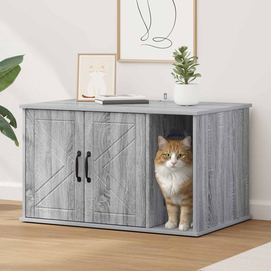 Cat House Grey Sonoma 85 x 55 x 50.5 cm Engineered Wood