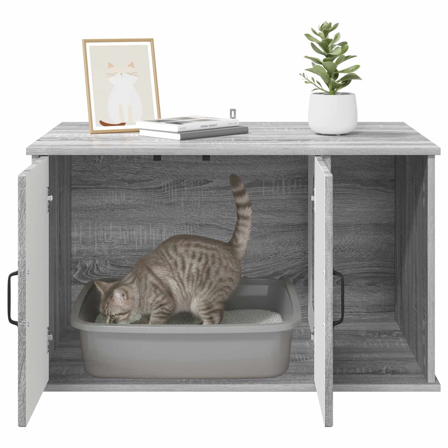 Cat House Grey Sonoma 85 x 55 x 50.5 cm Engineered Wood