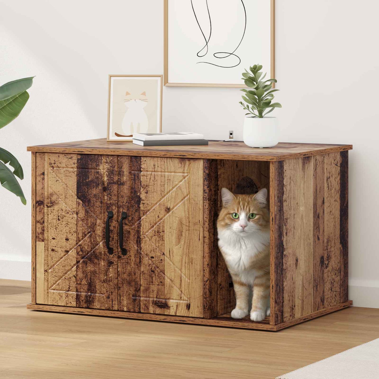 Cat House Old Wood 85 x 55 x 50 cm Engineered Wood