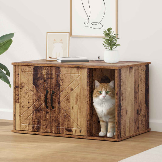 Cat House Old Wood 85 x 55 x 50 cm Engineered Wood