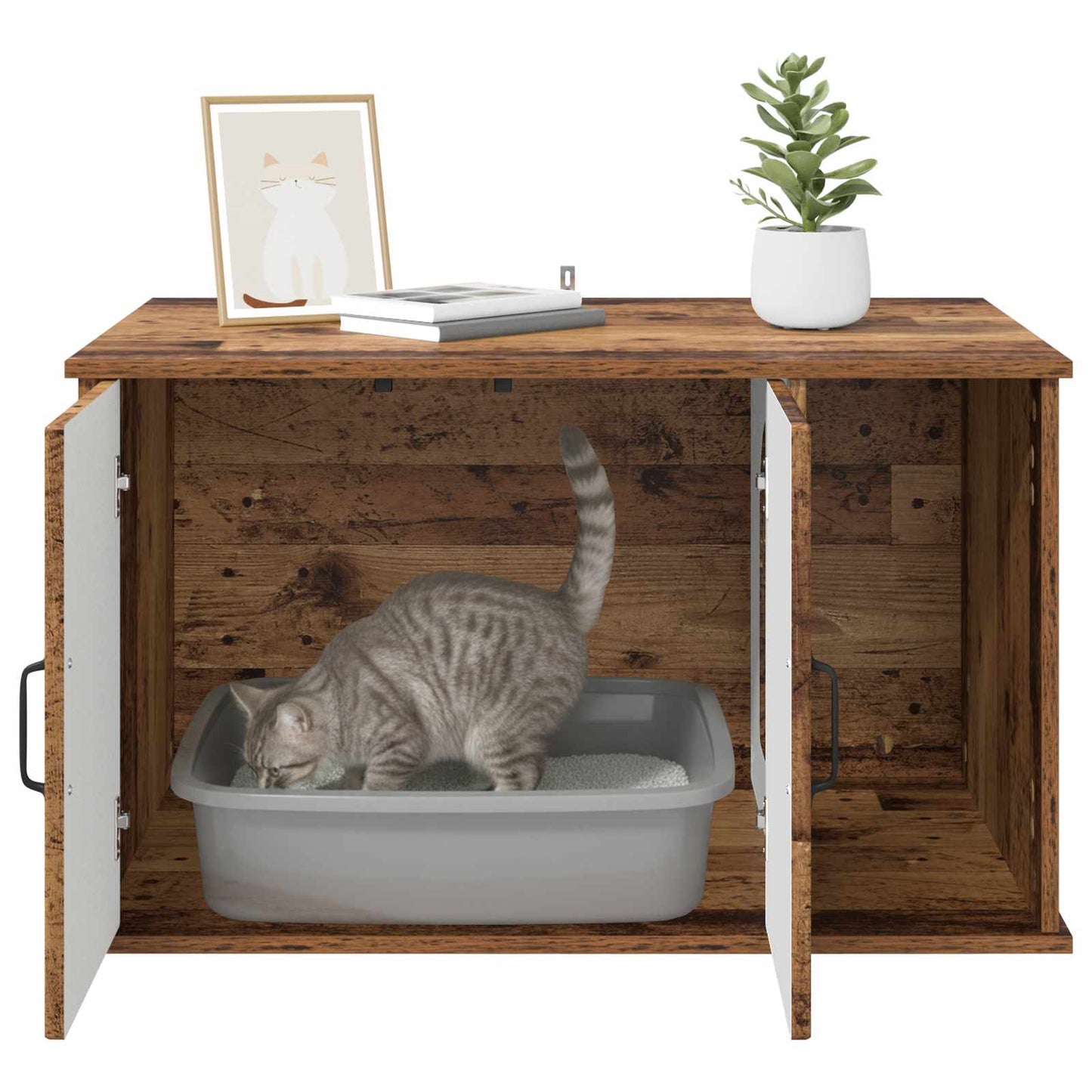 Cat House Old Wood 85 x 55 x 50 cm Engineered Wood