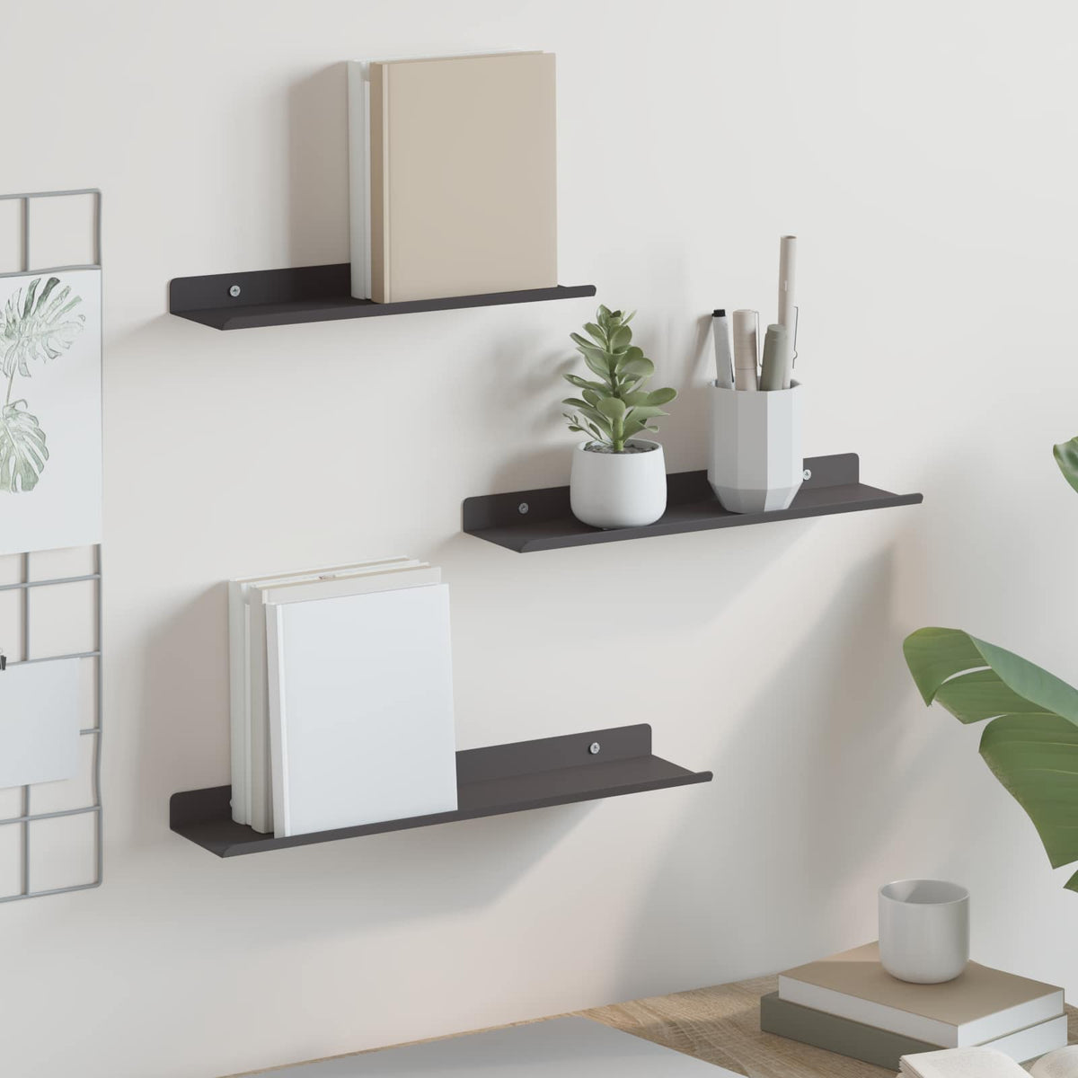 Floating Shelf 3 pcs Black 40 x 9 x 2.5 cm Steel