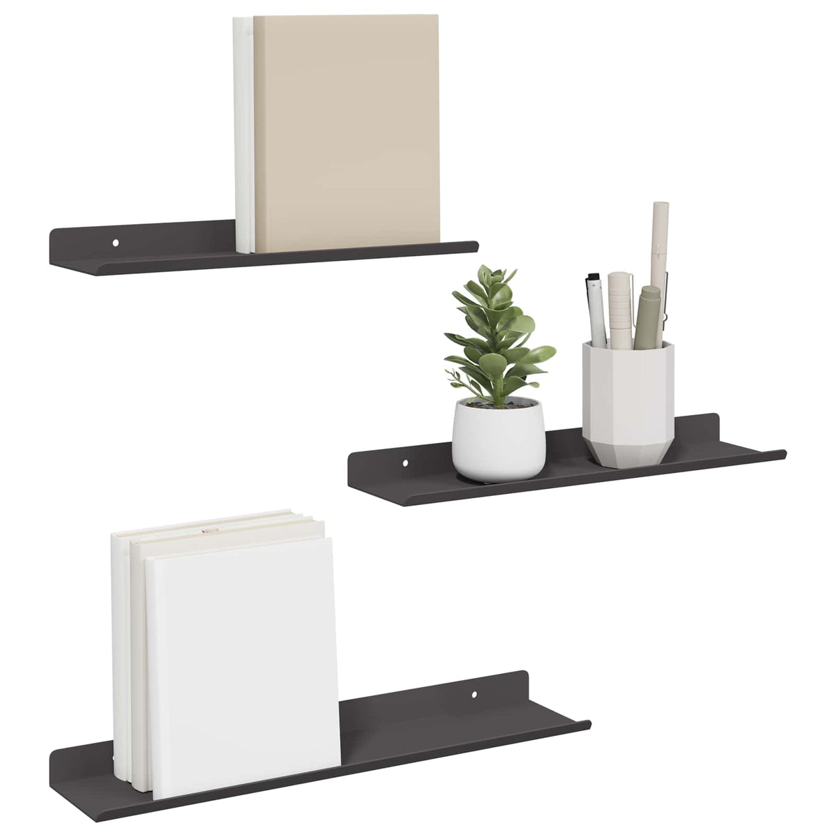 Floating Shelf 3 pcs Black 40 x 9 x 2.5 cm Steel
