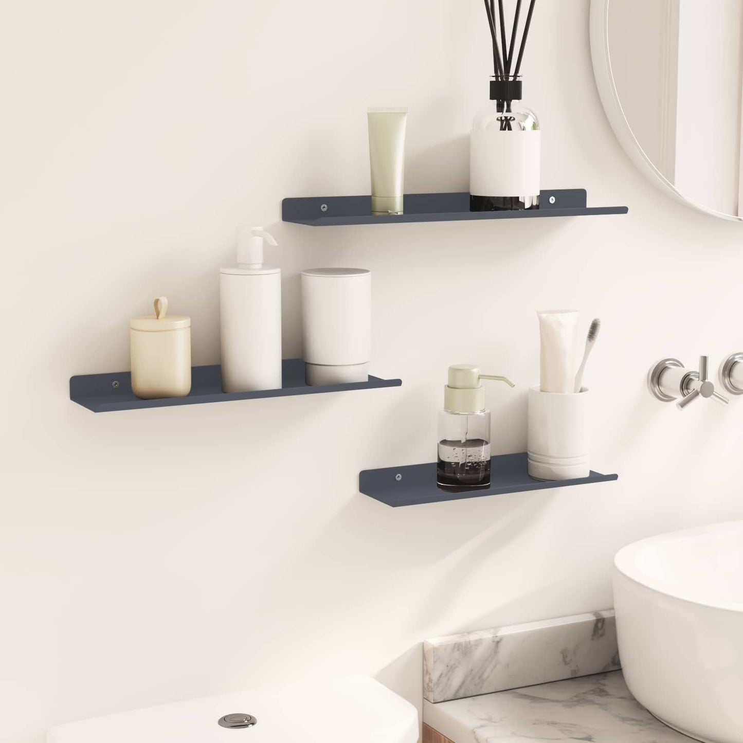 Floating Shelf Wall-Mounted 3 pcs Anthracite 40 x 9 x 2.5 cm