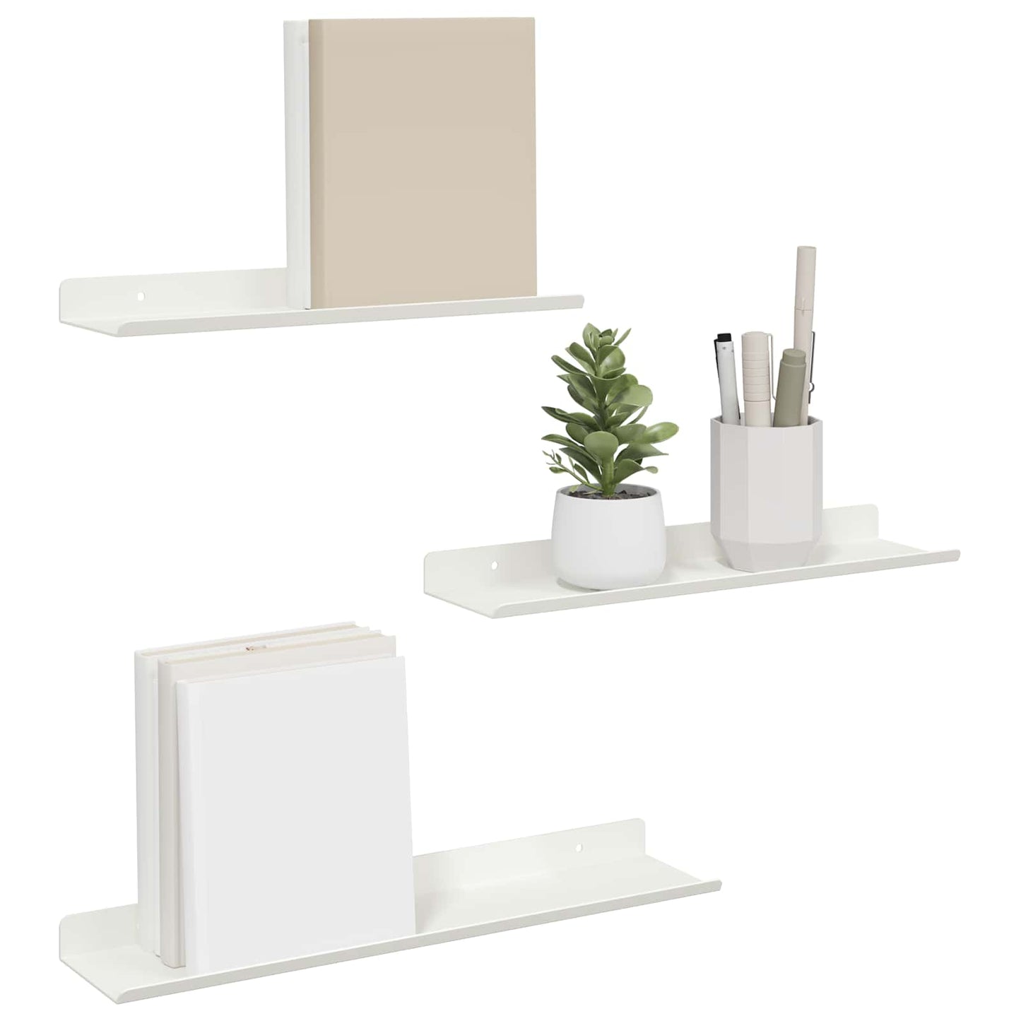 Floating Shelf Wall-Mounted 3 pcs White 40 x 9 x 2.5 cm Steel