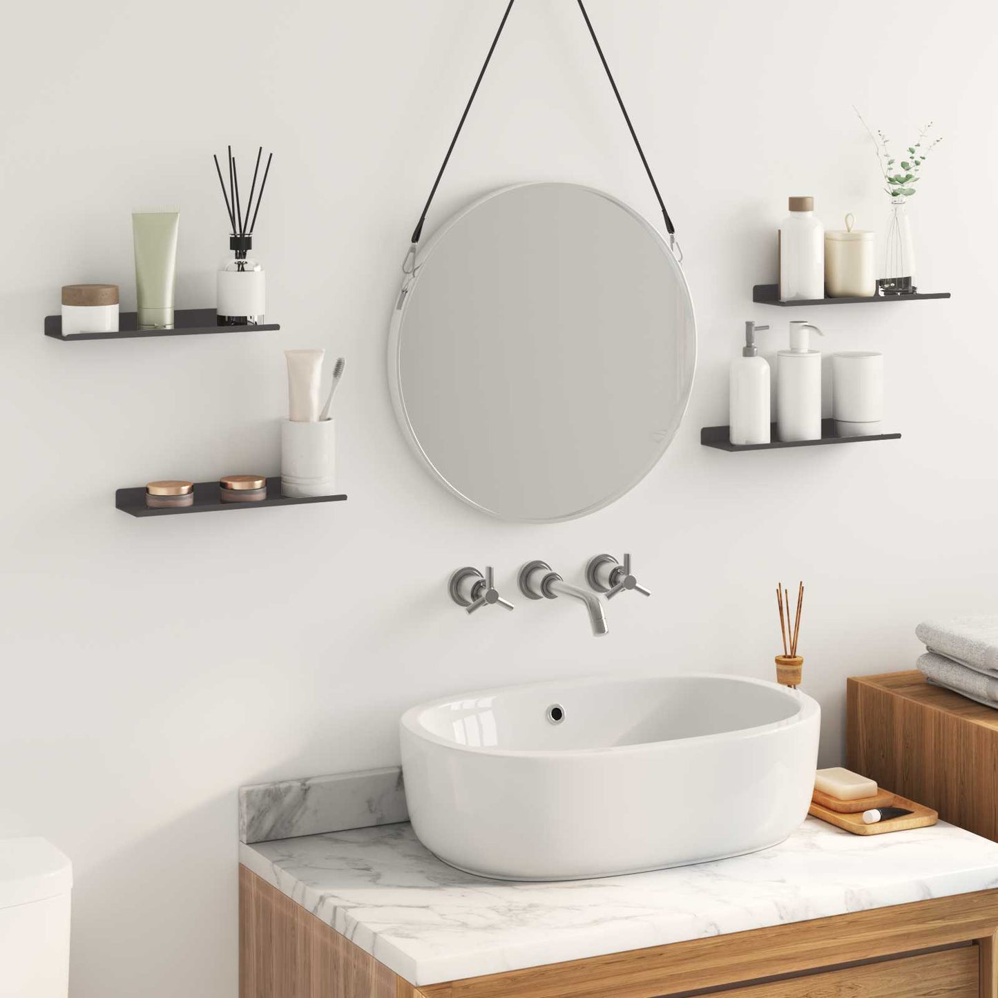 Floating Shelf 4 pcs Black 30 x 9 x 2.5 cm Steel