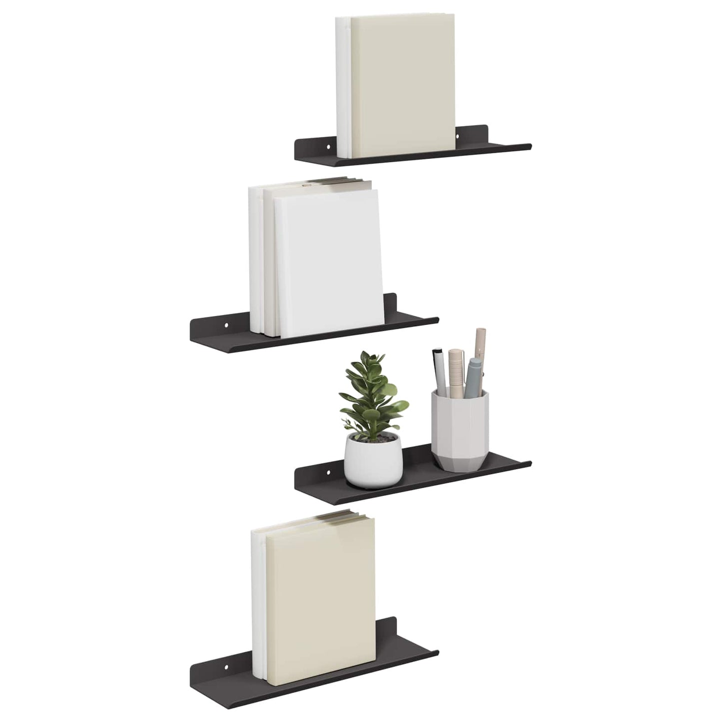 Floating Shelf 4 pcs Black 30 x 9 x 2.5 cm Steel