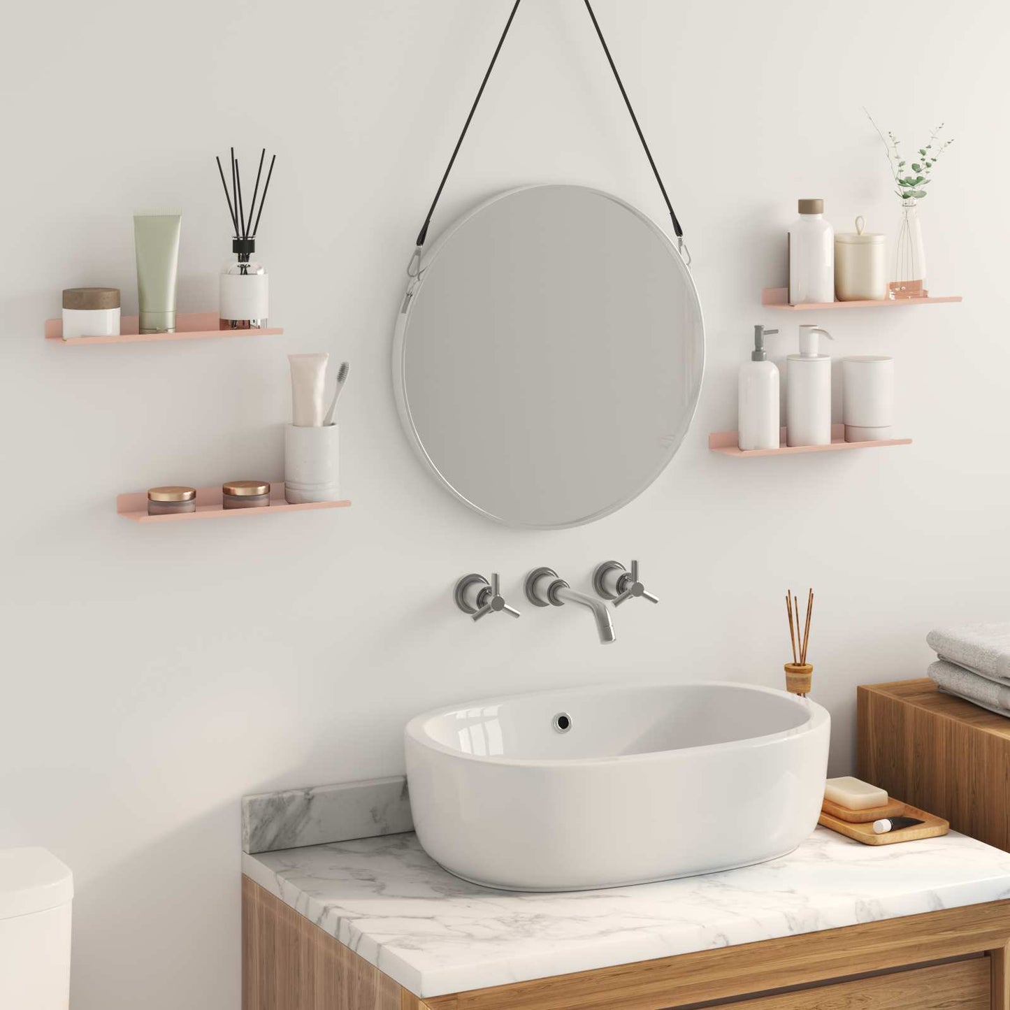 Floating Shelf Wall-Mounted 4 pcs Pink 30 x 9 x 2.5 cm Steel