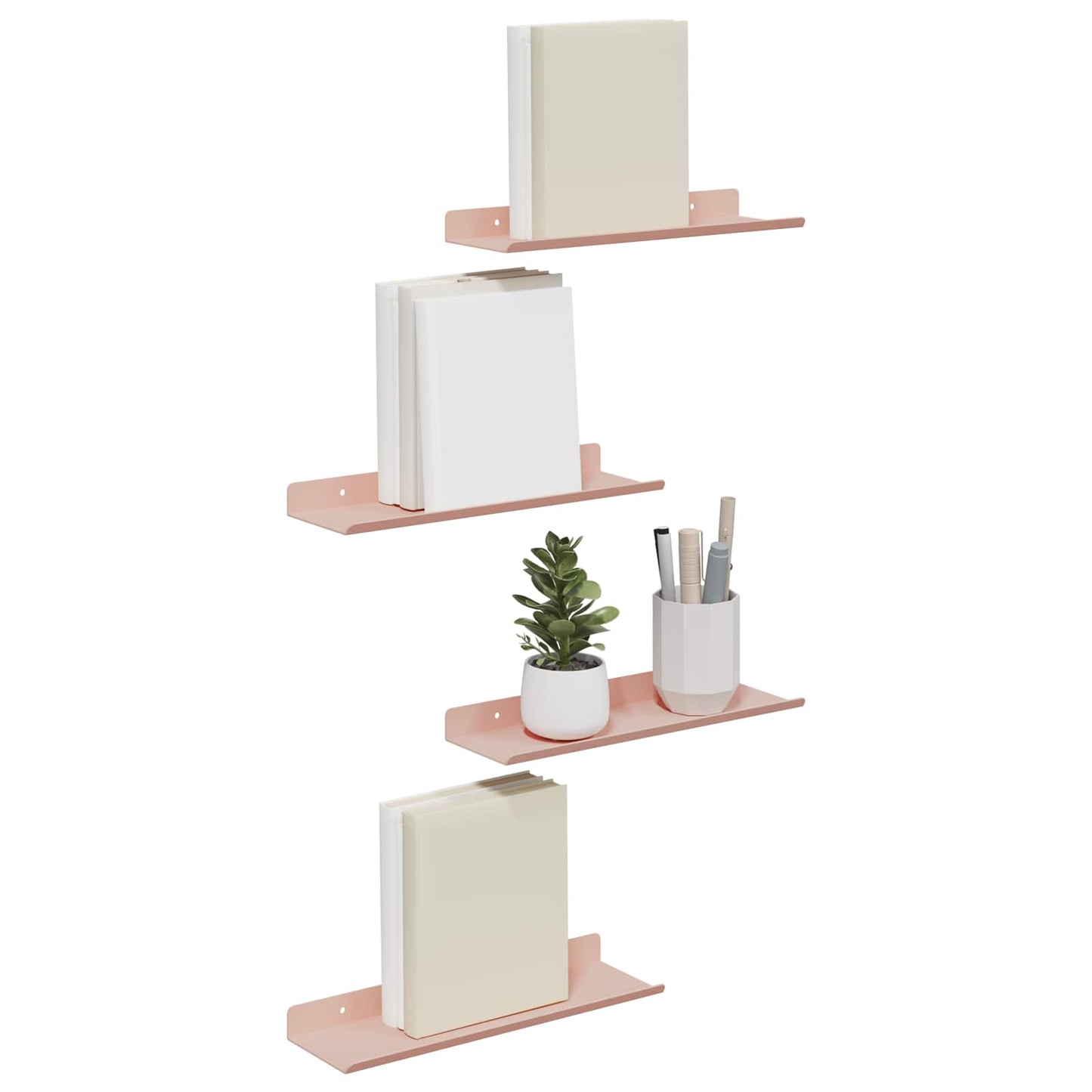 Floating Shelf Wall-Mounted 4 pcs Pink 30 x 9 x 2.5 cm Steel