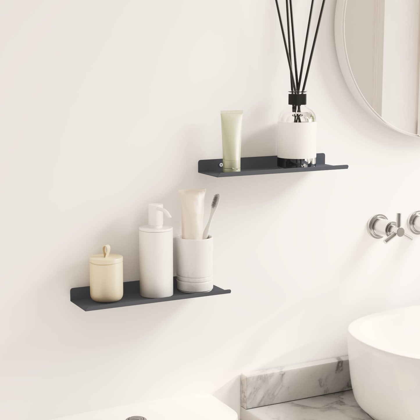 Floating Shelf 2 pcs Anthracite 30 x 9 x 2.5 cm Steel