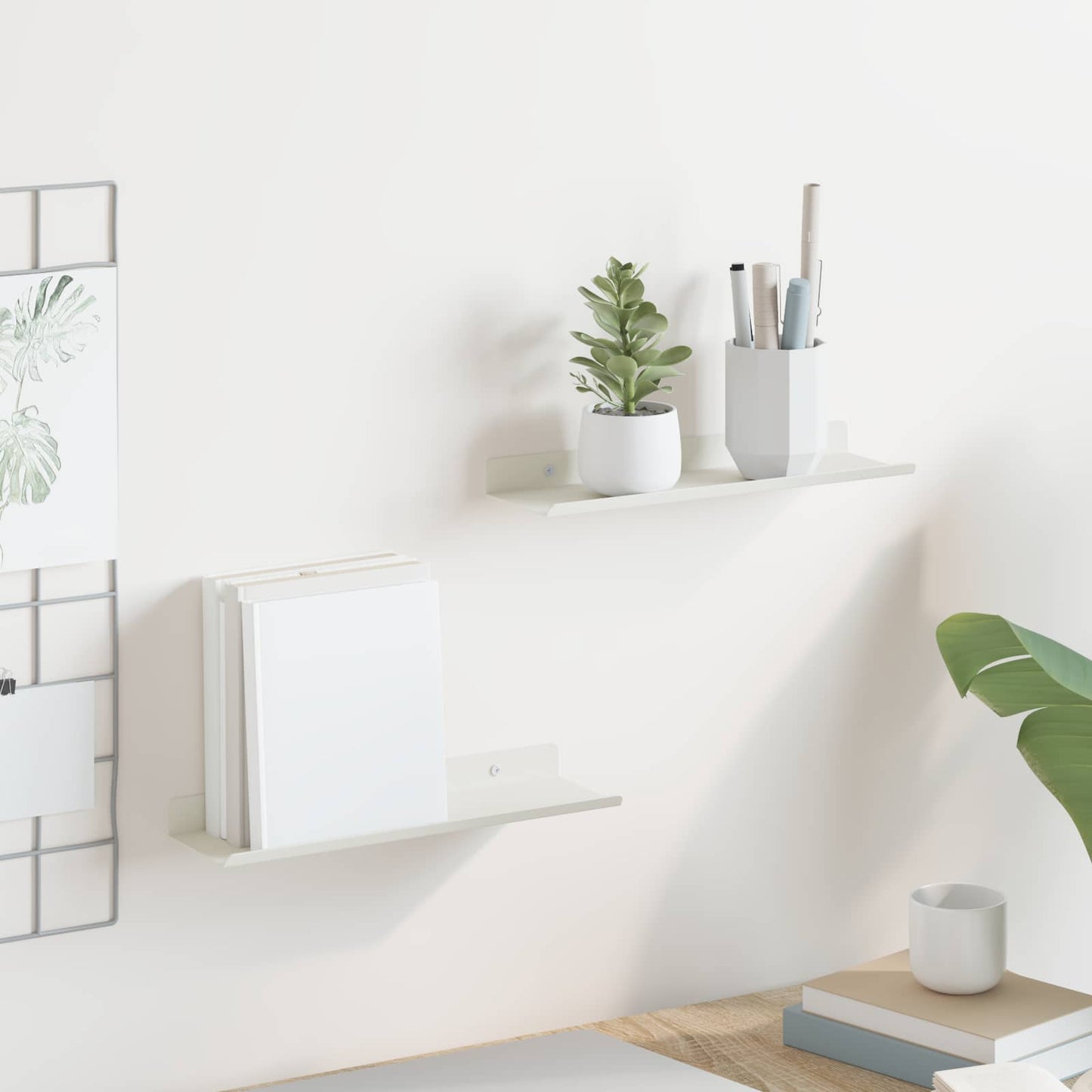 Floating Shelf Wall-mounted 2 pcs White 30 x 9 x 2.5 cm Steel