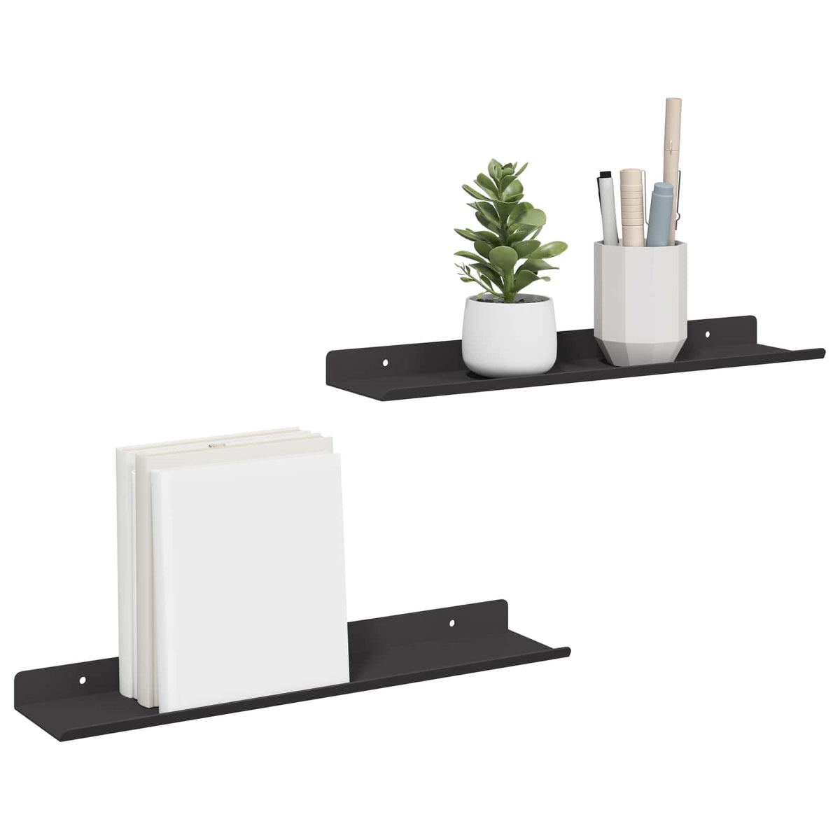 Floating Shelf 2 pcs Black 40 x 9 x 2.5 cm Steel