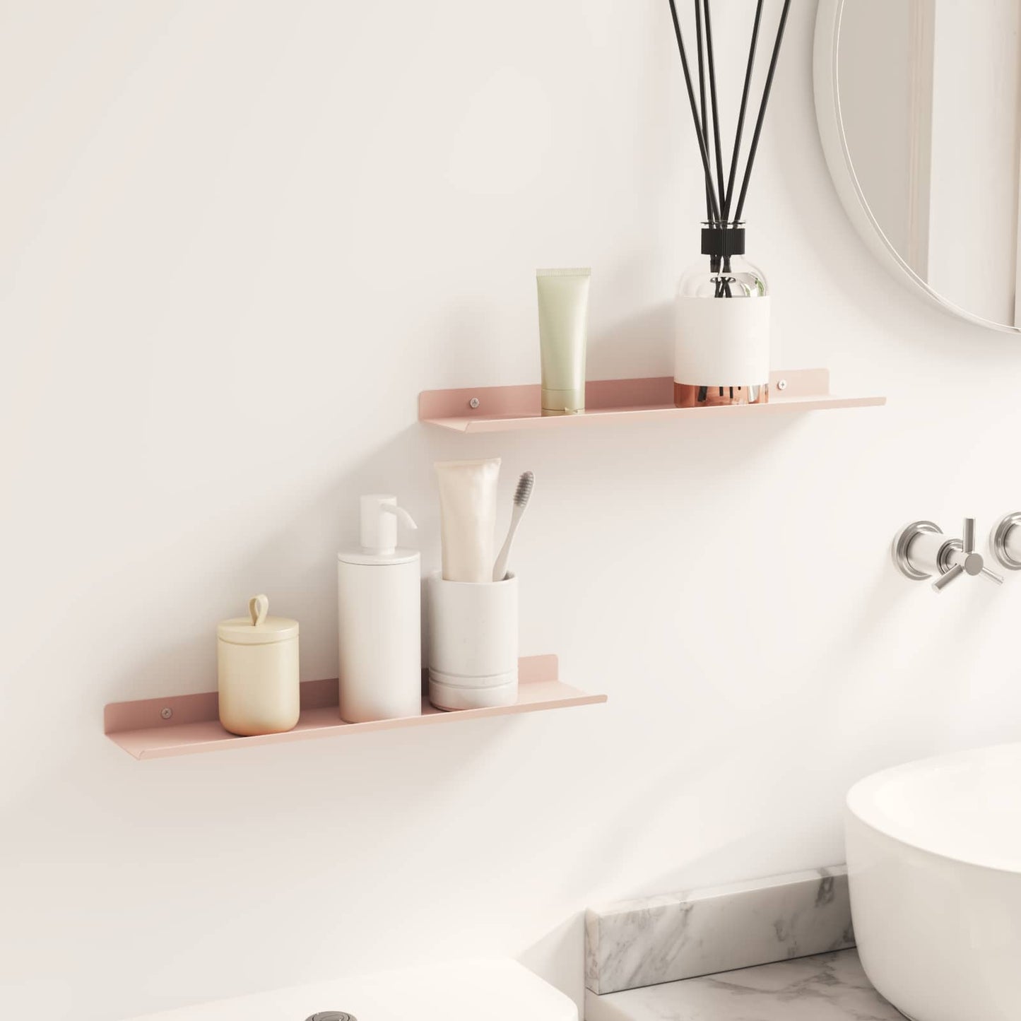 Floating Shelf Wall-mounted 2 pcs Pink 40 x 8.5 x 2.5 cm Steel