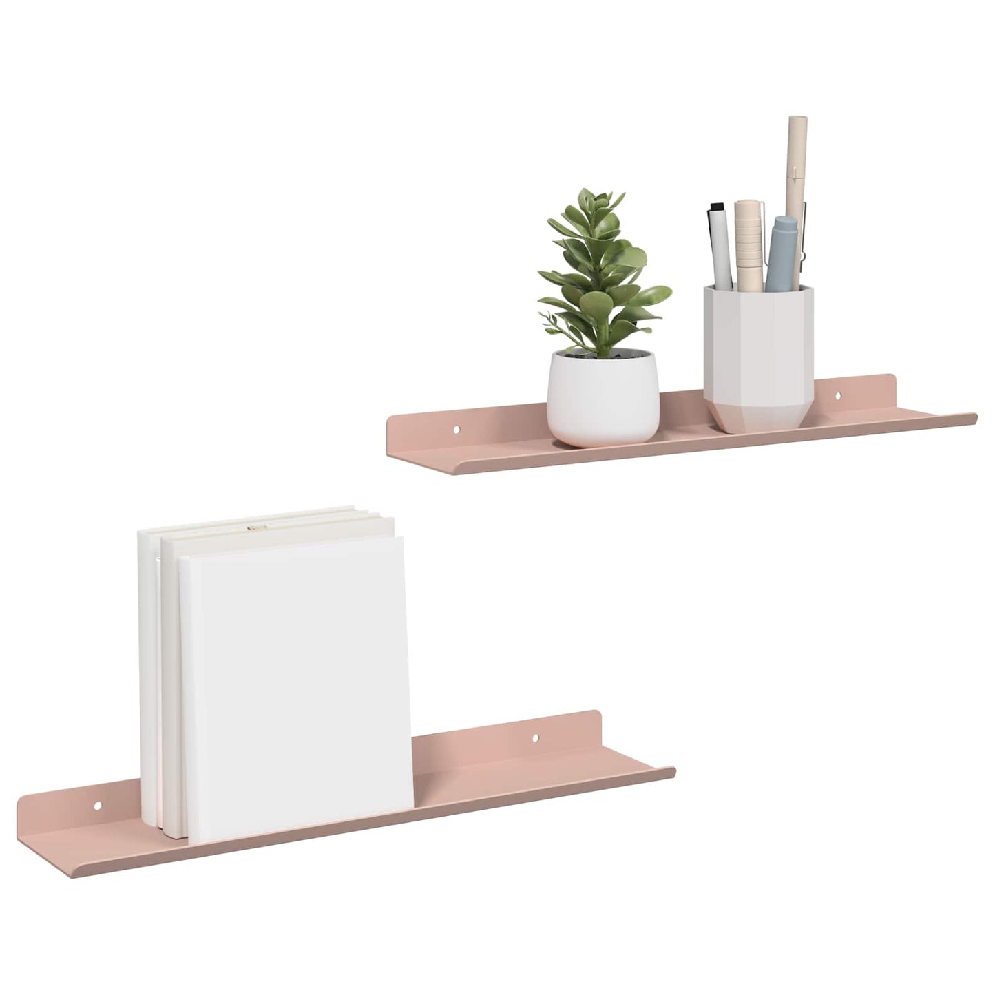 Floating Shelf Wall-mounted 2 pcs Pink 40 x 8.5 x 2.5 cm Steel
