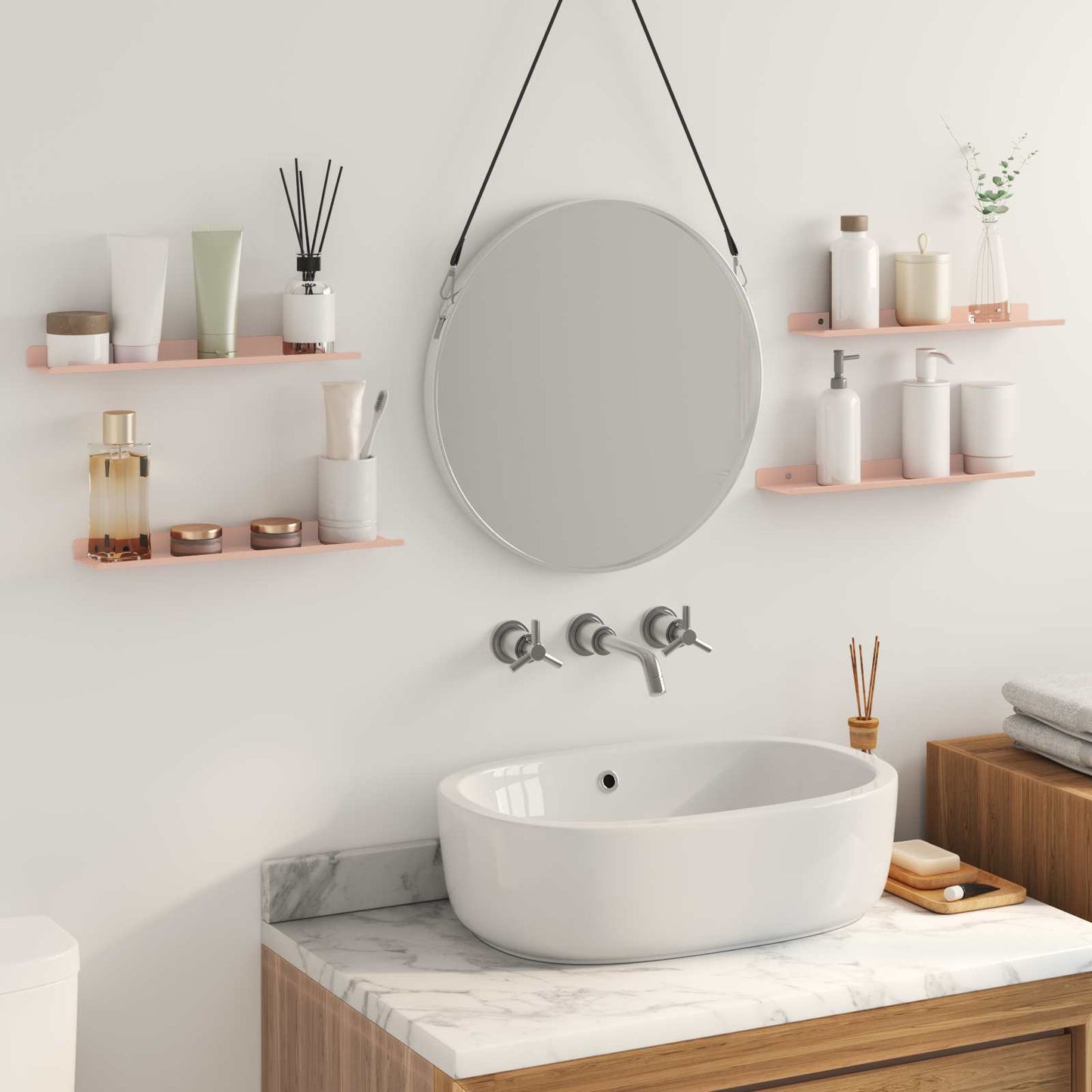Floating Shelf Wall-mounted 4 pcs Pink 40 x 8.5 x 2.5 cm Steel