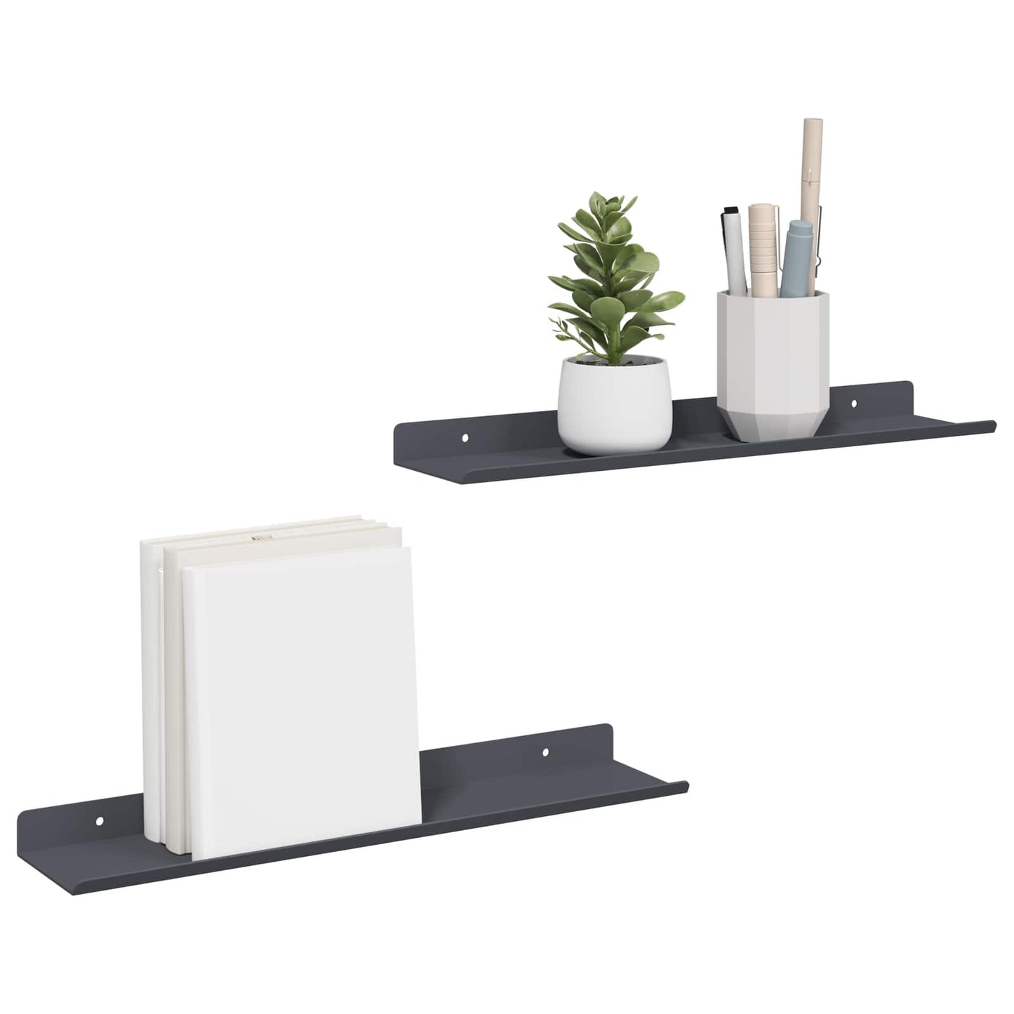 Floating Shelf 2 pcs Anthracite 40 x 8.5 x 2.5 cm Steel